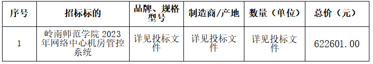 岭南师范学院2023年网络中心机房管控系统项目中标结果公告(图2)